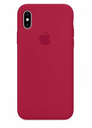Чохол силіконовий silicone case full size для iphone xs max з мікрофіброю всередині міцний захисний rose red mc-10425