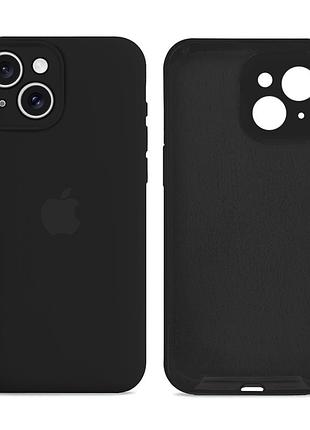 Чохол силіконовий silicone case full size з мікрофіброю для iphone 15 plus чорний захисний від пошкоджень black. mc-11223
