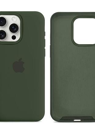Чехол silicone case full size с микрофиброй для iphone 16 pro max защитный противоударный 71.cyprus green mc-11424