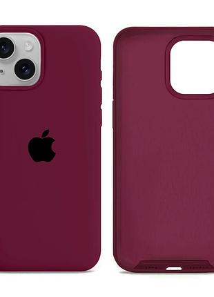 Чохол silicone case full size для iphone 15 plus з мікрофіброю всередині протиударний захисний 42.maroon mc-10867