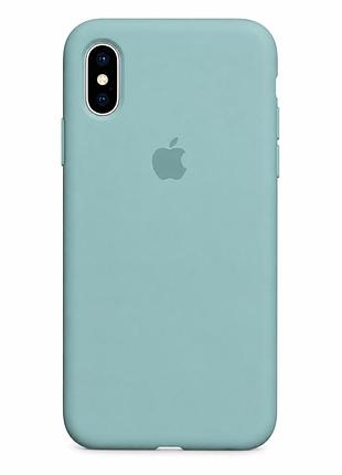 Чехол силиконовый silicone case full size для iphone x xs защитный с микрофиброй внутри sea blue mc-10490