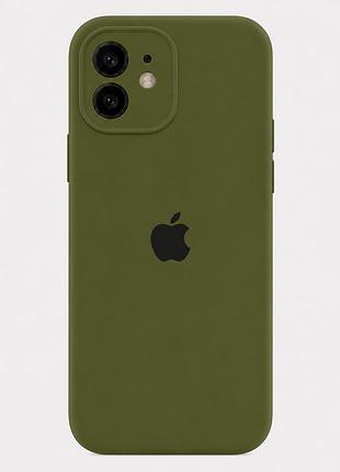 Чехол силиконовый square full camera для iphone 11 с микрофиброй внутри защита камеры 45.army green mc-10952