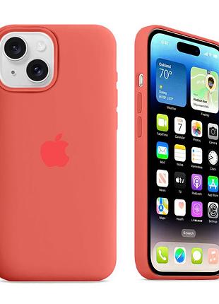 Чехол силиконовый silicone case с magsafe для iphone 15 plus противоударный с микрофиброй внутри guava mc-11200
