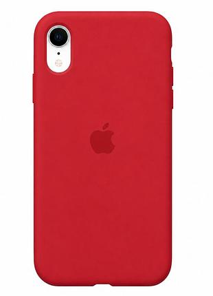 Чехол силиконовый silicone case full size для iphone xr защита от ударов с микрофиброй внутри красный mc-10477