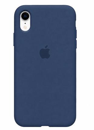 Чохол силіконовий silicone case full size для iphone xr з мікрофіброю всередині захисний navy blue mc-10476