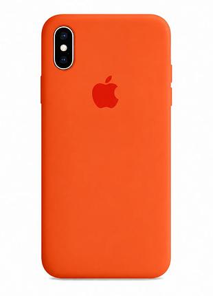Чохол силіконовий silicone case full size для iphone xs max з мікрофіброю всередині orange mc-10543