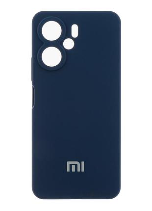 Чехол liquid silicone full camera для xiaomi redmi 13c poco c65 амортизирующий с микрофиброй внутри темно-синий mc-11628