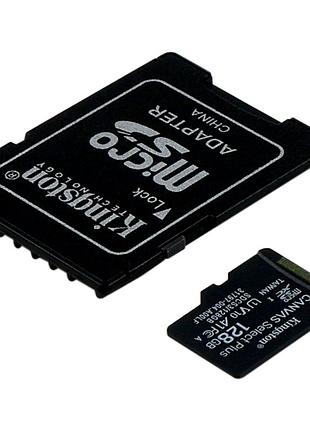 Карта памяти kingston canvas select plus gen3 microsdxc 128gb uhs-i a1 с адаптером высокая скорость защиты данных черный