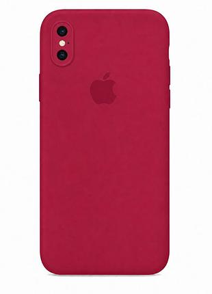Чохол силіконовий silicone case square full camera для iphone xs max із захистом камери rose red. mc-10962