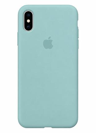 Чехол силиконовый silicone case full size для iphone xs max с микрофиброй внутри противоударный 21.sea blue mc-10468
