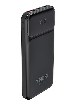 Power bank yoki maxcap 10000 mah с быстрой зарядкой usb type-c и led-дисплеем черный