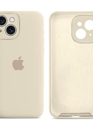 Чохол силіконовий silicone case full size з мікрофіброю для iphone 15 plus захист від пошкоджень antique white mc-11226