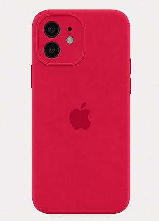 Чехол силиконовый square full camera для iphone 11 защита камеры с микрофиброй внутри розовый 37.rose red mc-10696