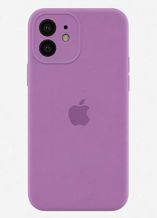 Чехол силиконовый silicone case full size с микрофиброй для iphone 12 защитный с рамкой blackcurrant mc-10618