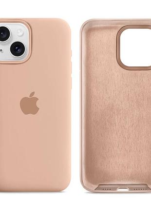 Чохол силіконовий silicone case full size для iphone 15 plus з мікрофіброю захист від пошкоджень pink sand mc-10874