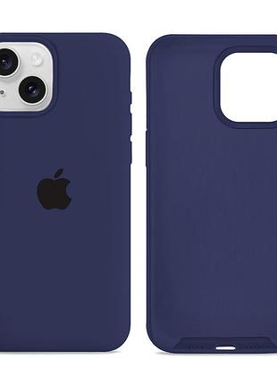 Чохол силіконовий silicone case full size для iphone 15 plus з мікрофіброю всередині захисний темно-синій mc-10878