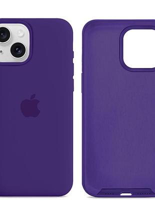 Чохол силіконовий silicone case full size для iphone 15 протиударний із мікрофіброю всередині пурпуровий mc-10909