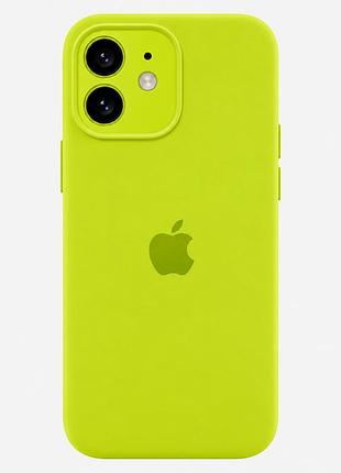 Чехол silicone case full size с микрофиброй для iphone 12 защитный с надежной рамкой shiny green mc-10625