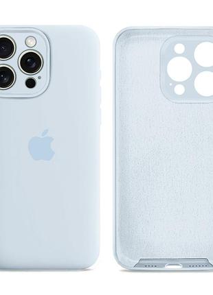 Чехол силиконовый silicone case full size с рамкой для iphone 13 pro max защита от повреждений с микрофиброй mist blue mc-11349