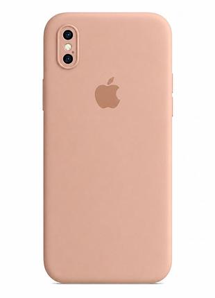 Чохол силіконовий silicone case square full camera для iphone xs max захист камери з мікрофіброю всередині 19.pink sand mc-10963