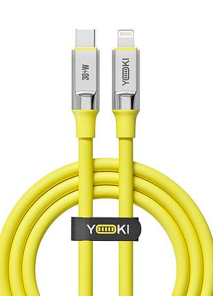 Кабель usb yoki ultra yk-ul61 type-c to lightning 30 w 1.2m протиударний з високою еластичністю чорний