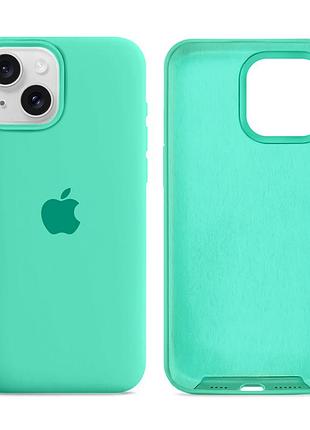 Чохол силіконовий silicone case full size для iphone 15 захисний із мікрофіброю всередині колір 47.spearmint mc-10906
