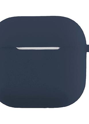 Чохол силіконовий silicone case з гачком для apple airpods 4 захисний з амортизувальними властивостями темно-синій mc-10363