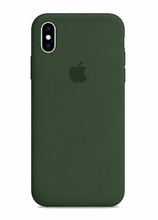 Чехол силиконовый silicone case full size для iphone xs max с микрофиброй внутри защитный 54.atrovirens mc-10418