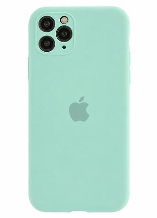 Чохол silicone case full size з рамкою для iphone 11 pro max захист від пошкоджень мікрофібра light cyan mc-10574