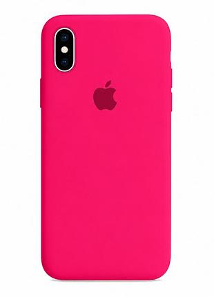 Чохол силіконовий silicone case full size для iphone xs max з мікрофіброю всередині захисний рожевий 38.shiny pink mc-10424