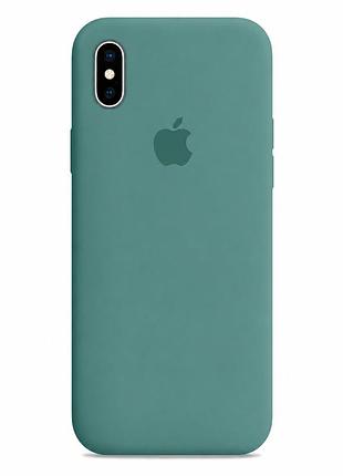 Чехол силиконовый silicone case full size для iphone xs max с микрофиброй внутри устойчивый к износу 55.pine green mc-10459