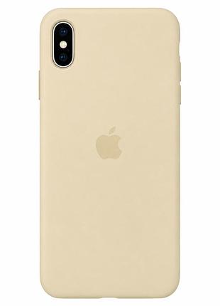 Чохол силіконовий silicone case full size для iphone x xs з мікрофіброю всередині протиударний кремовий yellow. mc-10516