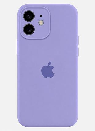 Чехол silicone case full size с микрофиброй для iphone 12 надежный защитный elegant purple mc-10626