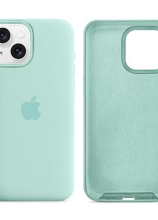 Чохол силіконовий silicone case full size для iphone 14 захисний з мікрофіброю всередині 21.sea blue mc-10765