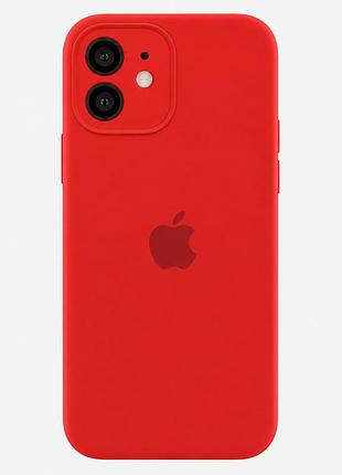 Чохол силіконовий silicone case full size з мікрофіброю для iphone 12 14.red захист від пошкоджень mc-10633