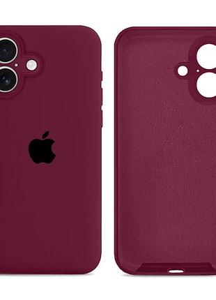 Чохол силіконовий silicone case full size з мікрофіброю для iphone 16 захист від потертостей і відколів maroon. mc-11542