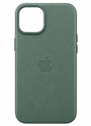 Чохол leather case з magsafe для iphone 15 захист від ударів натуральна шкіра pine needle green mc-11142