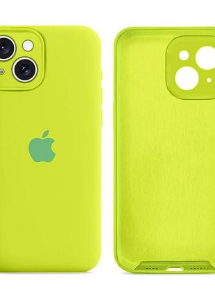 Чехол силиконовый silicone case full size с микрофиброй для iphone 15 защитный с рамкой 40.shiny green mc-11326