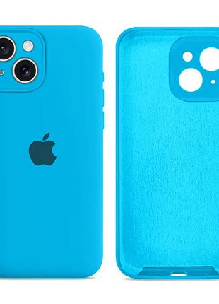 Чохол силіконовий silicone case full size з мікрофіброю для iphone 15 16.blue захисний з рамкою mc-11327