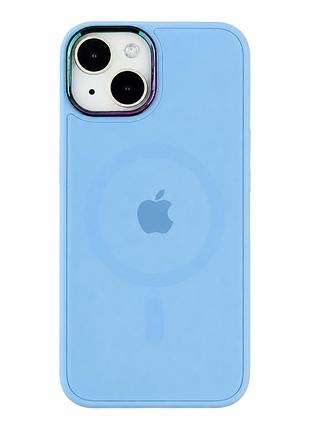Чохол ag-glass chrome camera з magsafe для iphone 14 протиударний із захистом камери з хромованою рамкою blue mc-10843