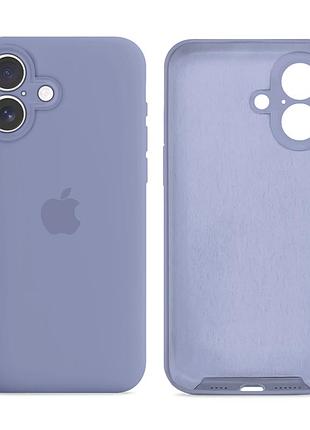 Чехол силиконовый silicone case full size с микрофиброй для iphone 16 защита от повреждений 28.lavender grey mc-11547