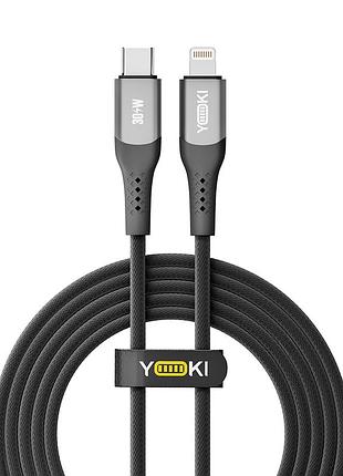 Кабель usb yoki solid yk-so15 type-c to lightning 30 w 2 м із захистом від зламів і високою міцністю чорний