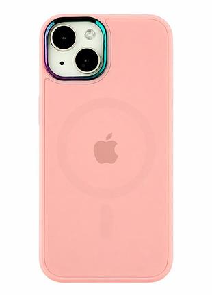 Чохол ag-glass chrome camera з magsafe для iphone 14 захист камери протиударний рожевий mc-10842