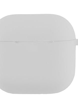 Чехол силиконовый с карабином для airpods 4 защитный с амортизацией матовый white mc-10361