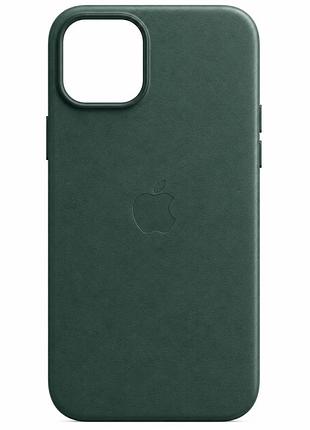 Чехол leather case с magsafe для iphone 14 pro max защита от ударов с микрофиброй внутри pine needle green mc-11153