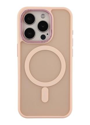 Чохол tpu pc goldencis matte з magsafe для iphone 15 pro захисний рожевий mc-12162