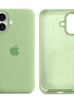 Чехол силиконовый silicone case full size для iphone 16 с микрофиброй внутри защита от потёртостей mint mc-11474