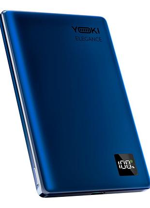 Power bank yoki elegance 15w 5000mah с беспроводной зарядкой и led-дисплеем deep blue