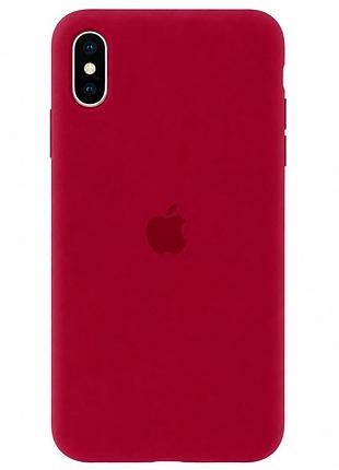 Чехол силиконовый silicone case full size для iphone xs max с микрофиброй внутри красный 63.garnet mc-10537