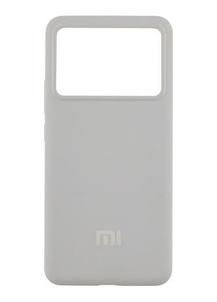 Чохол liquid silicone aa для xiaomi poco x6 pro 5g з мікрофіброю всередині захисний білий mc-11805